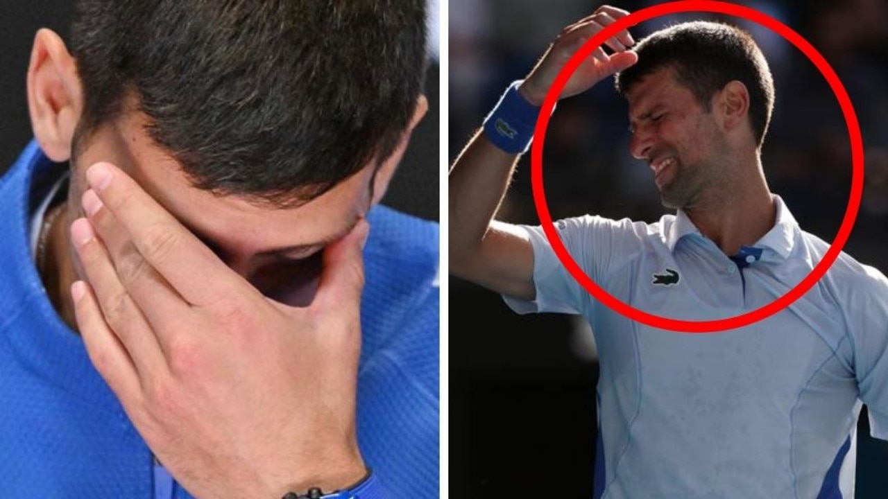 Novak Djokovic showing signs of illness and discomfort during the tournament. Photos: AFP and Getty Images