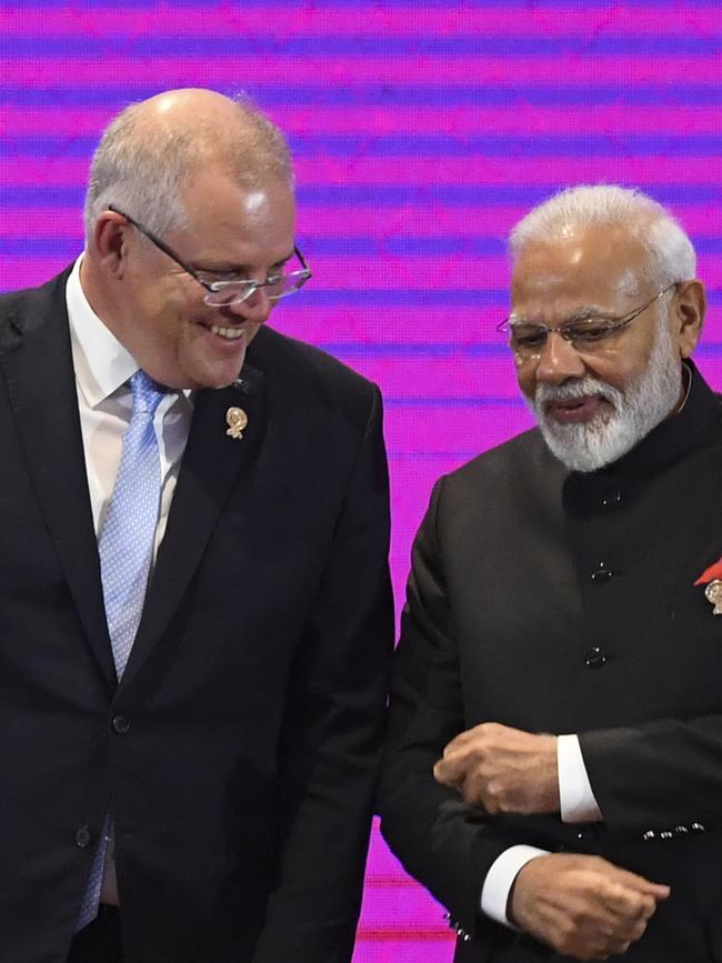 Scott Morrison with India PM Narendra Modi.