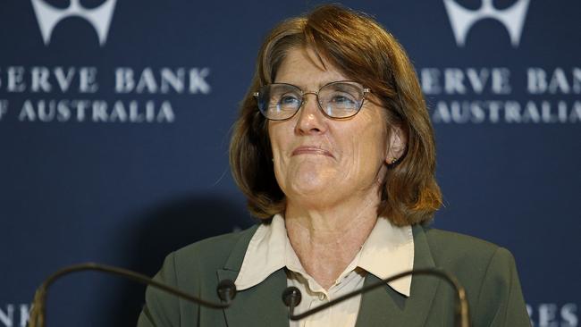 Reserve Bank of Australia governor Michele Bullock announces the first interest rate cut in nearly five years. Picture: John Appleyard/NewsWire