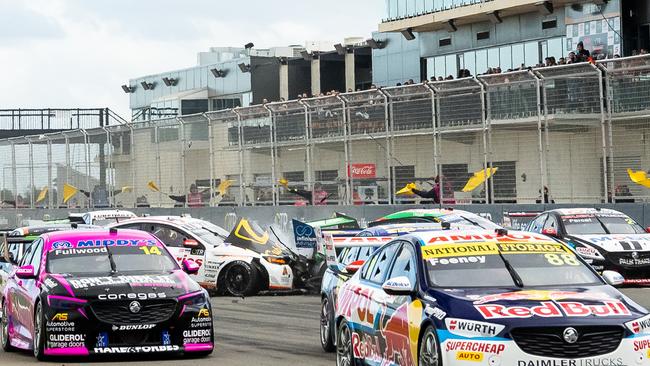 A serious fire was avoided during the start-line incident between Thomas Randle and Andre Heimgartner thanks to upgrades in car safety. Picture: Daniel Kalisz/Getty Images