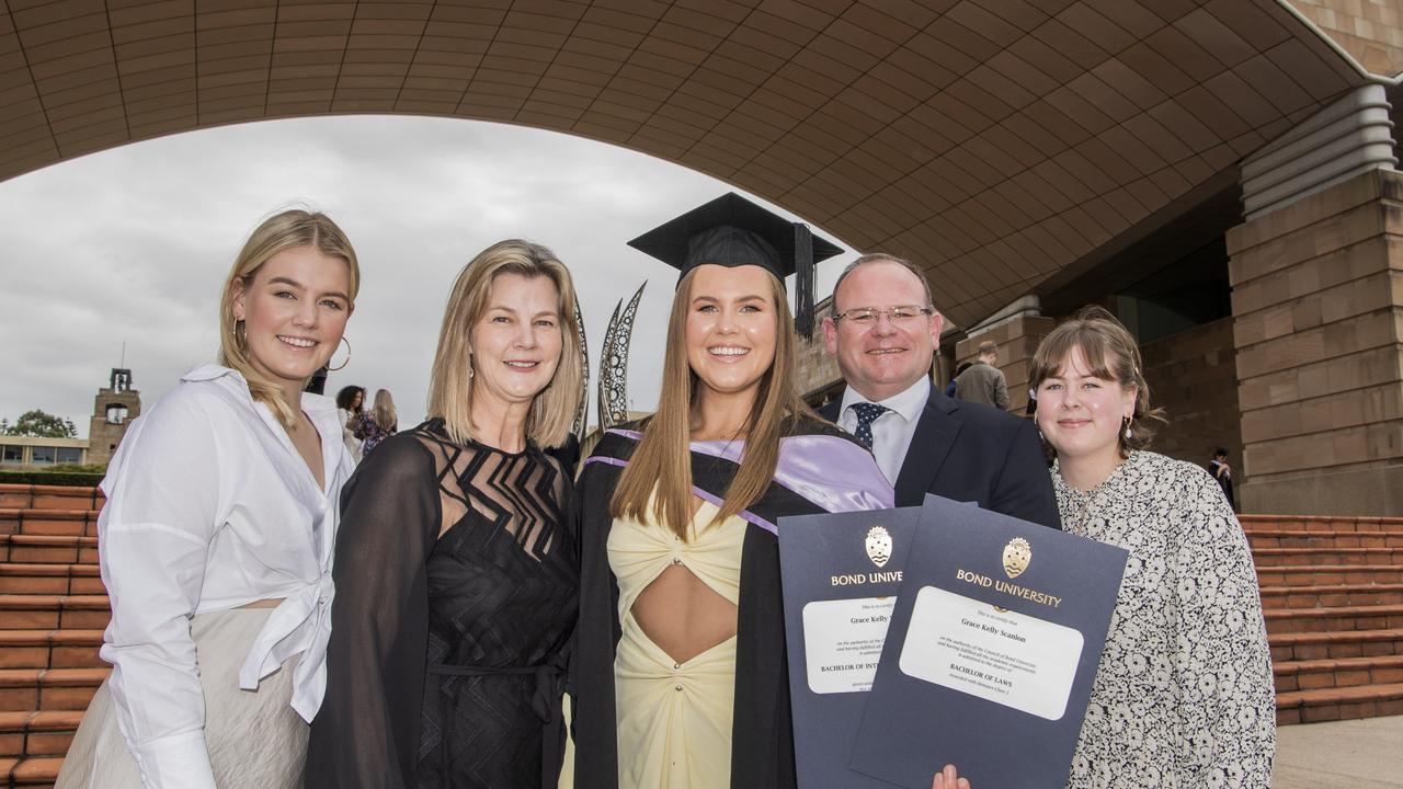 Mary Jane (from left), Sandy, graduate Grace, Simon and Emma Scanlon. Photo: Cavan Flynn.