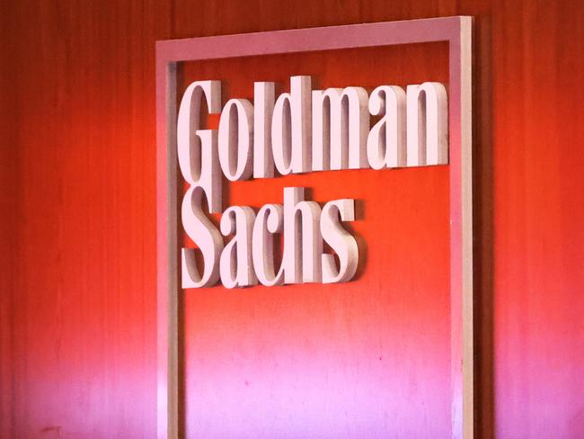 NEW YORK, NEW YORK - SEPTEMBER 13: The Goldman Sachs logo is seen on at the New York Stock Exchange on September 13, 2022 in New York City. Goldman Sachs announced today a plan to cut several hundred jobs this month, making it the first Wall Street firm to take steps to cut down on expenses amid a drop in volume of deals after pausing layoffs for two years during the coronavirus (COVID-19) pandemic.   Michael M. Santiago/Getty Images/AFP