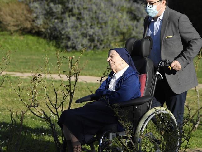 Sister Andre, 117, Europe’s oldest living person, has beaten coronavirus. Picture: AFP