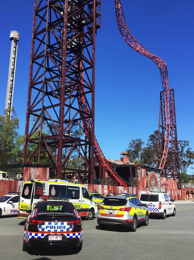 The scene at Dreamworld on the day.