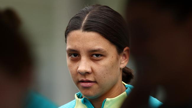 Sam Kerr at training in Brisbane on Monday. Picture: Getty Images