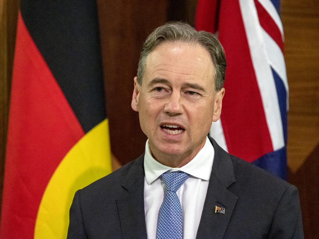 Greg Hunt lashed Anthony Albanese for calling for the Covid-19 booster shot wait time to be reduced. Picture: NCA NewsWire / David Geraghty