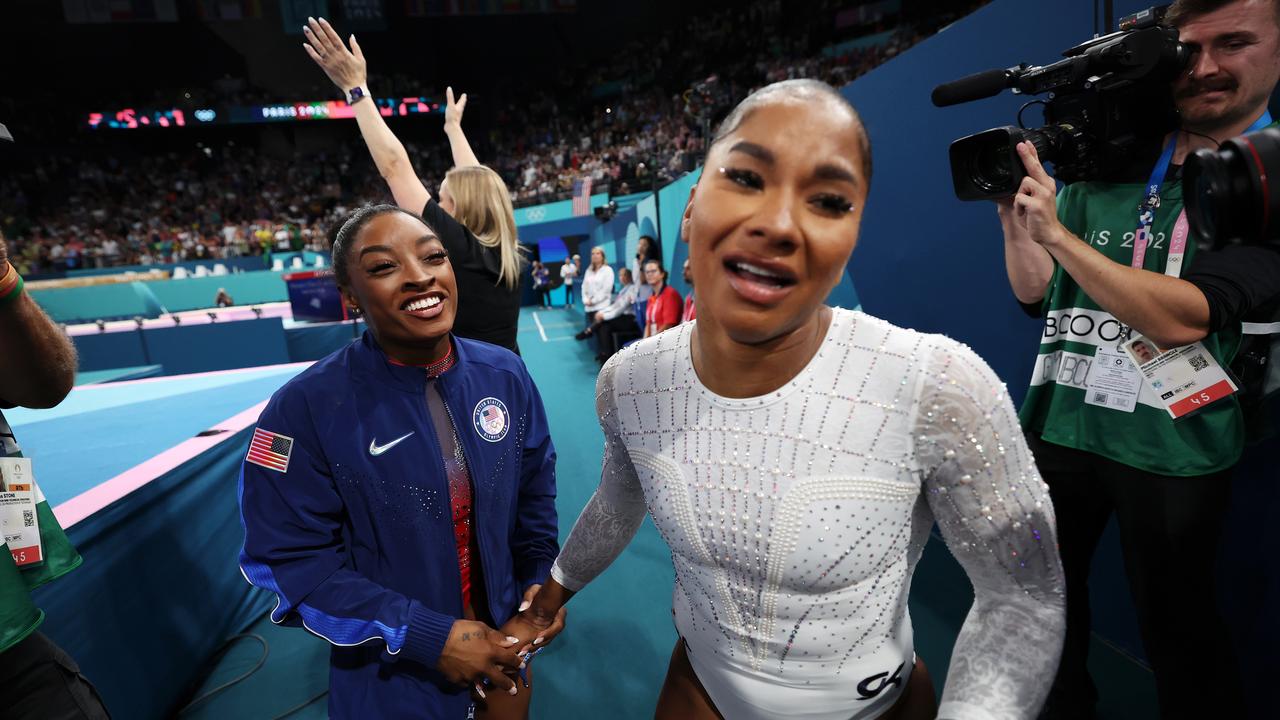 Bronze medallist Jordan Chiles was also in tears. Photo by Naomi Baker/Getty Images.