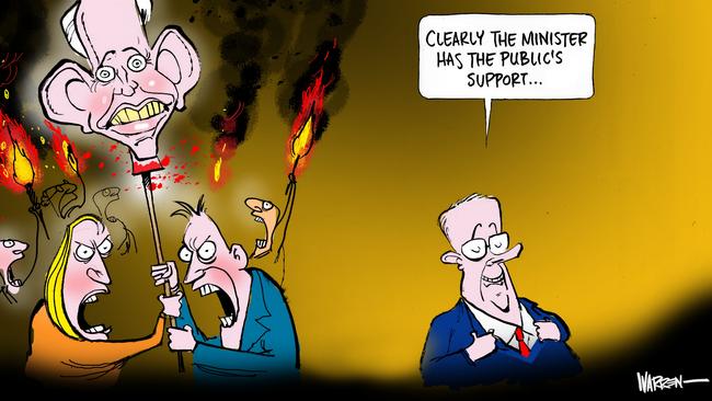 The Opposition is calling for Andrew Giles to resign following his handling of the immigration portfolio. Cartoon: Warren Brown