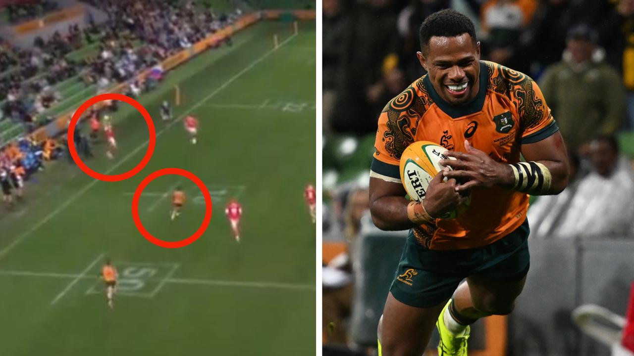 Wallabies star caps off remarkable coast-to-coast move, gifted try by rival as Aussies sweep Wales