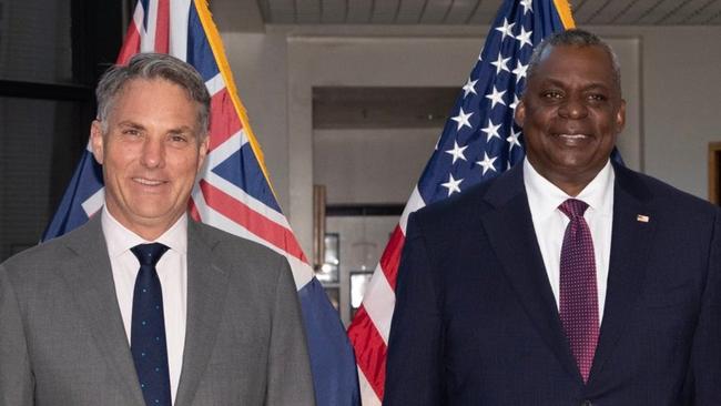 Australia's Defence Minister Richard Marles (left) meets US counterpart Lloyd Austin in Hawaii. Picture: Supplied