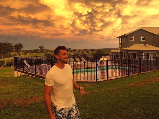 Tim Robards is pictured at Willow Tree Estate in the Hunter Valley with his mates ahead of his wedding to Anna Heinrich. Picture: Instagram