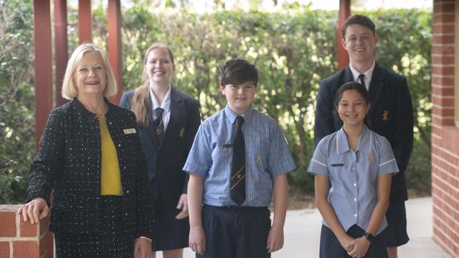 New principal of Clarence Valley Anglican School Karin Lisle with the school leaders.