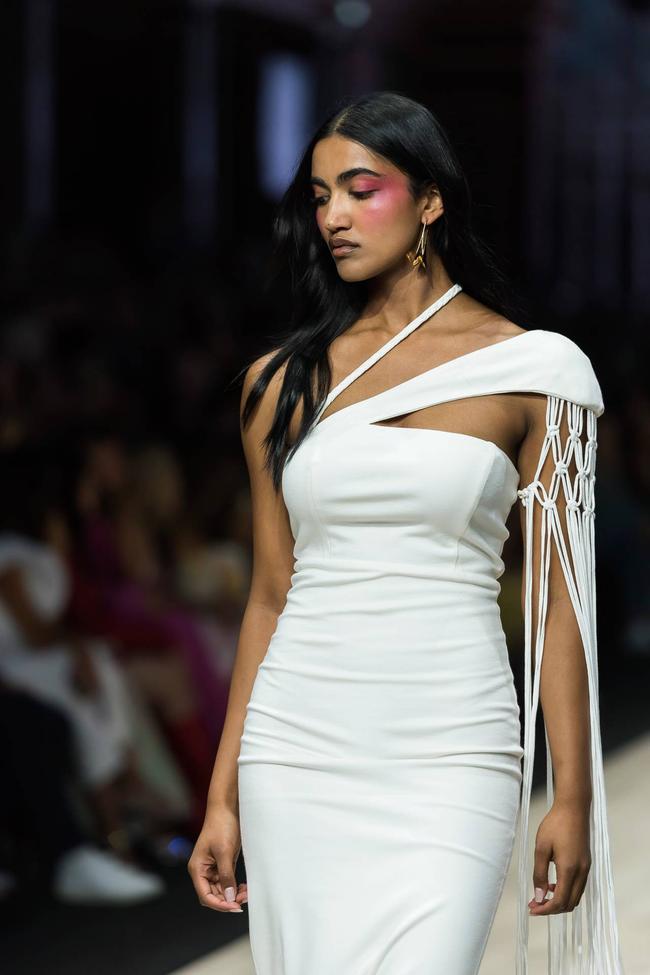 A Maara Collective dress on the runway at Melbourne Fashion Festival in March. Image credit: Getty Images