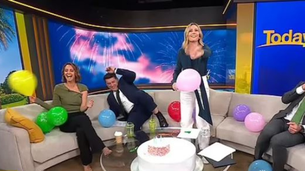 Karl ducked away from Allison's screaming. Picture: Channel 9