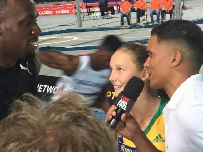 Riley Day and Usain Bolt at the Nitro Athletics