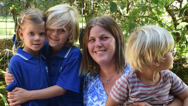 Families and students celebrate the first day of prep at Mooloolaba State School. Picture: Eddie Franklin