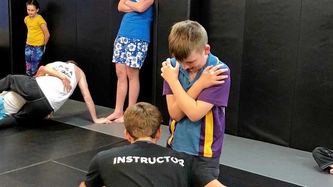 Children with autism enjoy learning self defence skills at the current 6-week jiu-jitzsu  program. Picture: Contributed