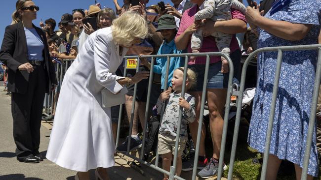 Their Majesties at The Australian War Memorial were greeted by members of the public on their way to the For Our Country memorial, in Canberra. Picture: NewsWire / POOL / Gary Ramage