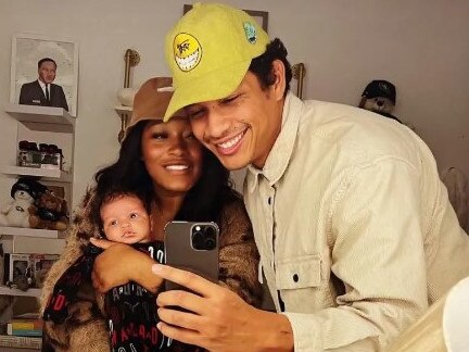 Keke Palmer with boyfriend Darius Jackson and son Leodis.