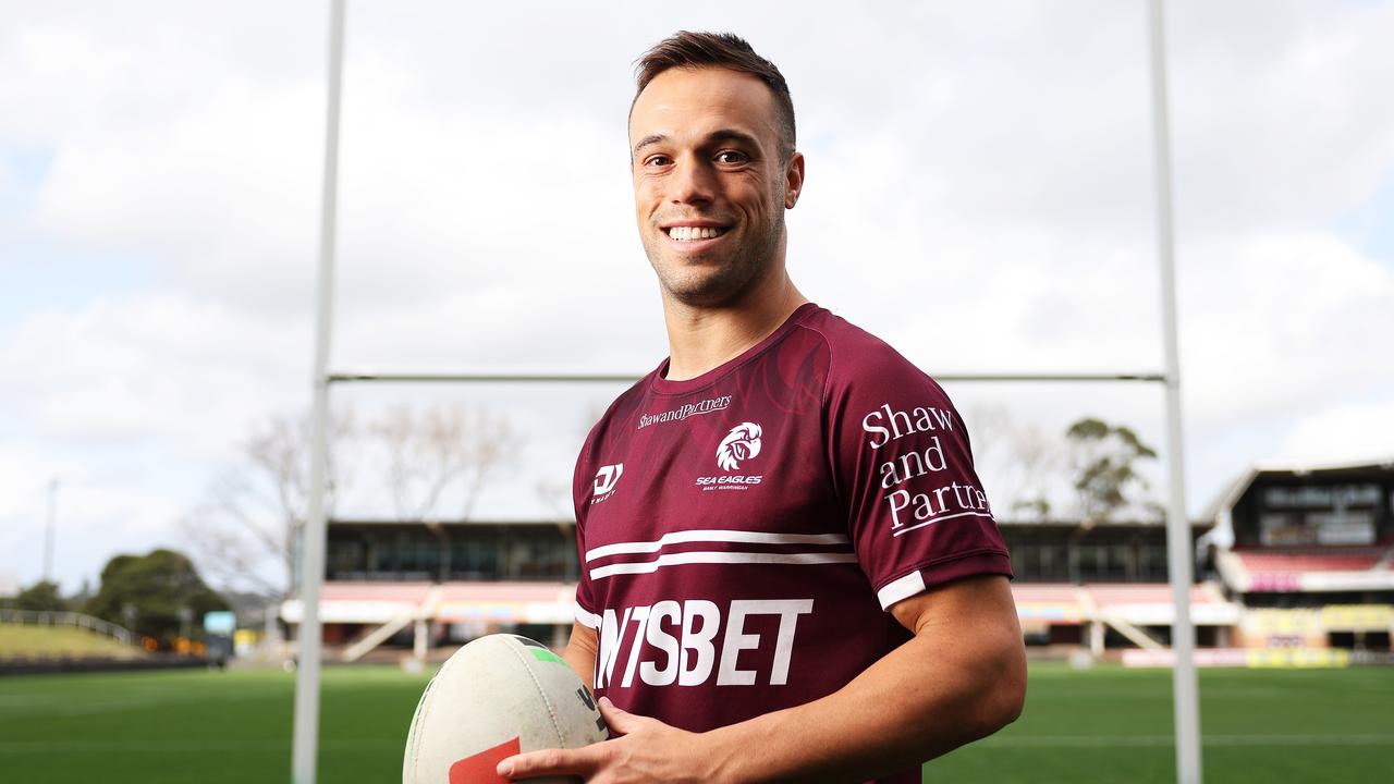 Luke Brooks had to wait more than 4000 days to play his first finals game, but his patience was rewarded as he came up with two big plays to help Manly beat the Bulldogs. Picture: Tim Hunter