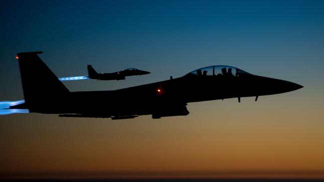 A file picture of a pair of US Air Force F-15E Strike Eagles. Picture: AFP