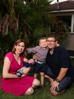 Roslyn Prout, with husband Michael and children Daniel (two weeks) and Thomas, is the typical Queenslander according to new census data. Picture:  Peter Wallis
