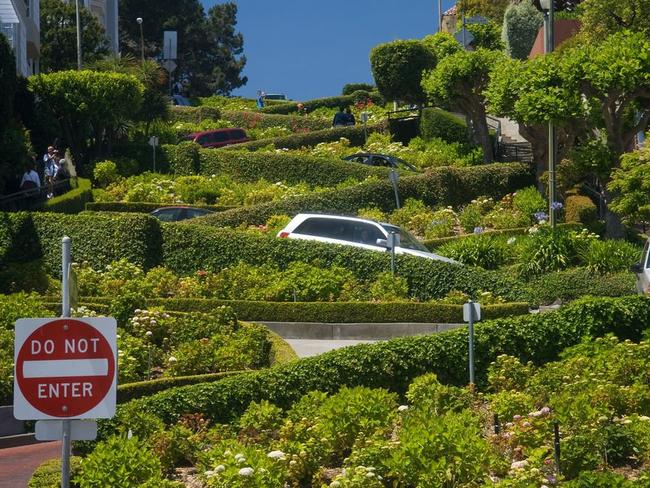 With eight sharp, hairpin turns, this steep section of Lombard Street is world-famous. Picture: Nigel Wilson