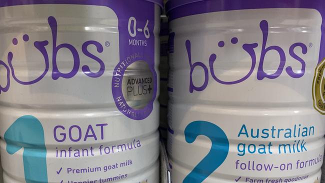 Bubs Australia's goat milk infant formula. Picture: PETER HEMPHILL