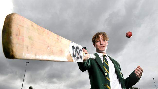 Villanova College student Tom Rieck - the skipper took a vital wicket today. Picture, John Gass