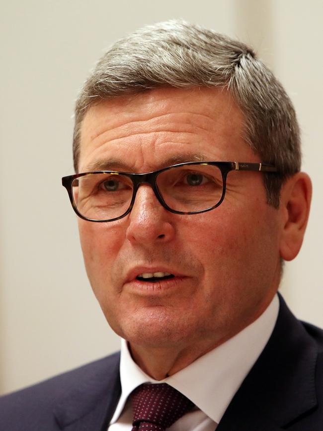 Nine Political Editor Chris Uhlmann appearing at a Senate Committee inquiry into Press Freedom at Parliament House in Canberra. Picture: Kym Smith