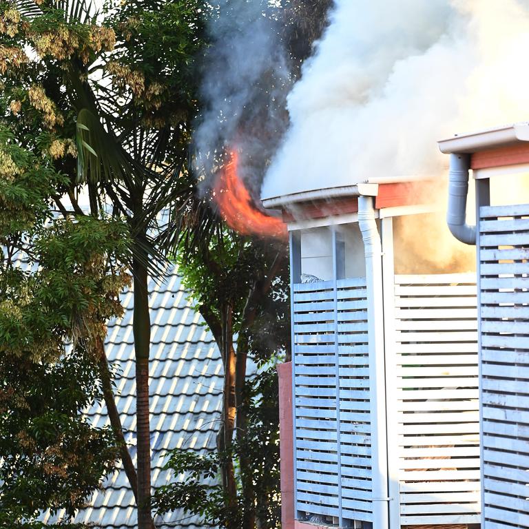 Firefighters at a house fire in Amelia street, Albion. Picture, John Gass