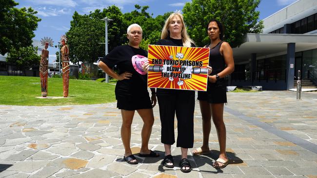 Community advocacy group Sisters Inside is against the Queensland government building a youth detention centre in Far North Queensland. Neta-Rie Mabo, Debbie Kilroy and Ruby Wharton met with Member for Cairns Michael Healy to formally lodge their objection to the proposed centre. Picture: Brendan Radke