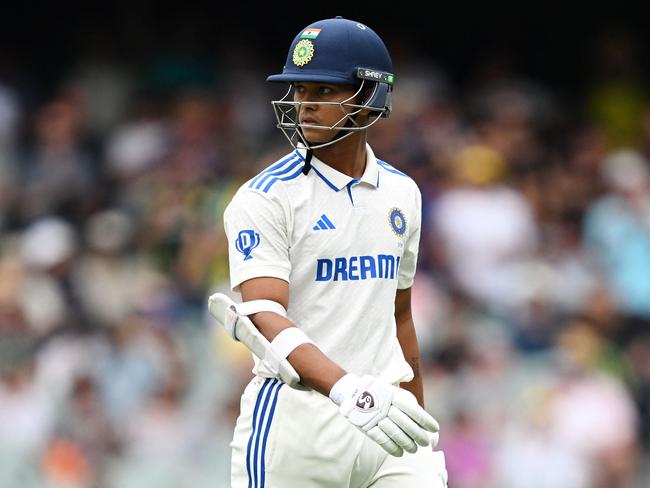 India's Yashasvi Jaiswal walks back to the pavilion after being dismissed with the first ball of the second Test. Picture: AFP