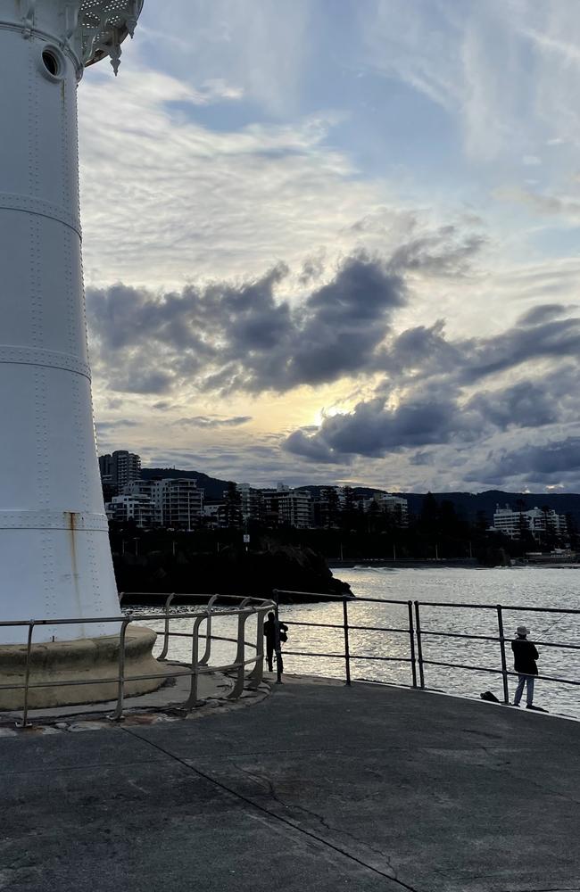 Fishermen on the rocks on Tuesday afternoon. Picture: Lisa Wachsmuth