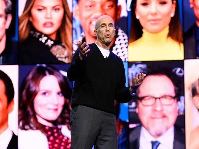 Film producer and Quibi founder Jeffrey Katzenberg speaks about the short-form video streaming service for mobile Quibi during a keynote address January 8, 2020 at the 2020 Consumer Electronics Show (CES) in Las Vegas, Nevada at the Park Theater at the Park MGM Hotel. (Photo by Robyn Beck / AFP)