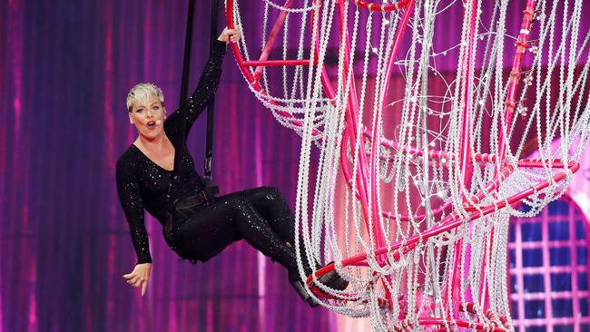 Chandelier-swinging is OK but magic carpet rides are out for P!nk’s next tour. Picture: AAP Image/Josh Woning.