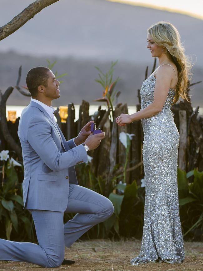 Blake Garvey and Sam Frost during the finale before Garvey dumped her.