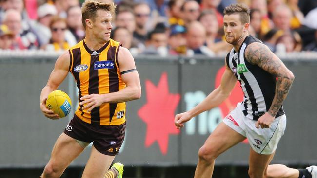 Sam Mitchell polled one vote in the Hawks’ remarkable one-point win over Collingwood to give himself outright third in the Herald Sun Player of the Year voting. Picture: Getty Images