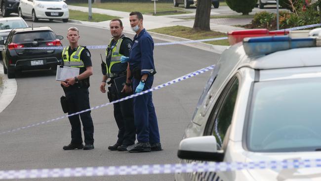 Police at the scene of the incident. Picture: David Crosling