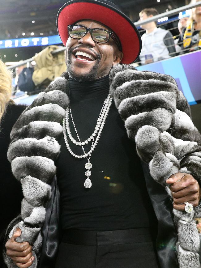 Boxer Floyd Mayweather Jr. looks on during Super Bowl LII between the New England Patriots and the Philadelphia Eagles at U.S. Bank Stadium on February 4, 2018 in Minneapolis, Minnesota. Picture: Getty Images