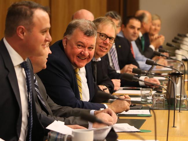 Craig Kelly MP with other coalition backbenchers meeting business leaders about the National Energy Guarantee at Parliament House in Canberra. Picture Kym Smith