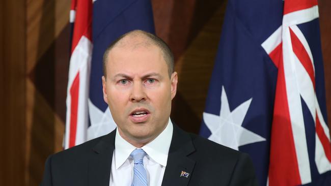 Australian Treasurer Josh Frydenberg speaks to the media during a press conference in Melbourne, Friday, September 28, 2018. Frydenberg said the culture and conduct of the financial sector have fallen below community standards, with greed and profit coming before honesty and integrity. (AAP Image/David Crosling) NO ARCHIVING