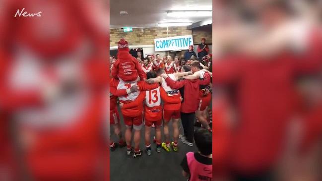 West Footscray sings its song after a Western Region Football League win