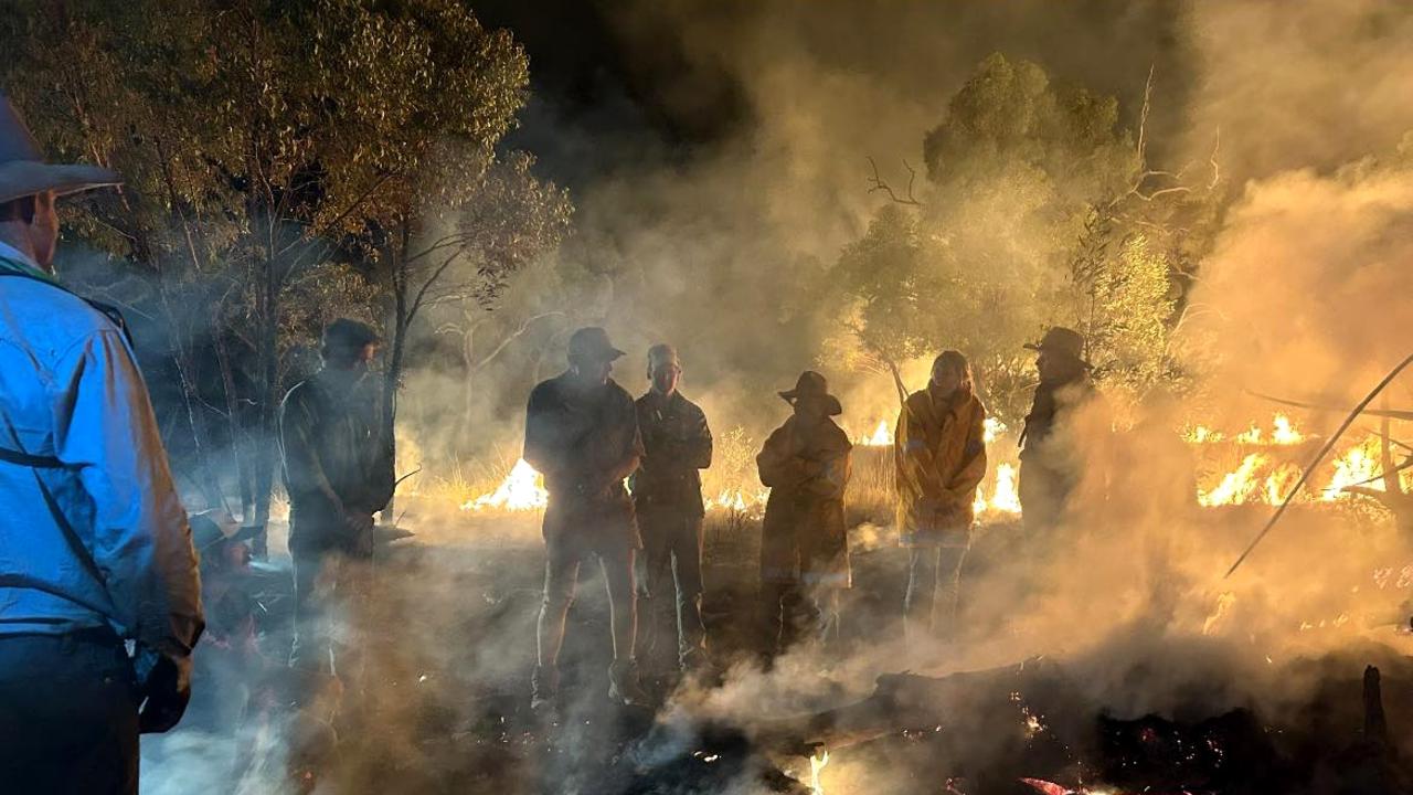 Fire coming across the White Mountains National Park began on encroaching on Rangeside, Rellum Park, Springhill and Wishaw stations, spanning between Torrens Creek and Prairie in early November. Picture: Torrens Creek Rural Fire Brigade/ Prairie Rural fire brigade