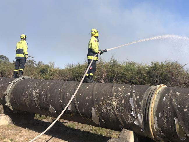 Multiple NSW Rural Fire Service and Fire and Rescue NSW Brigades were called in to fight several suspicious fires in bushland on the northwestern end of Manly Dam Reserve at Allambie Heights on Monday, September 9, 2024. One blaze came close to the main Sydney Water pipeline to the northern beaches.