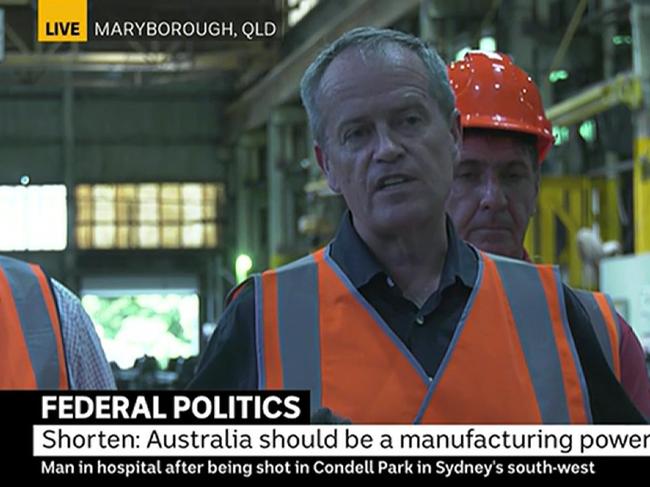 Bill Shorten's press conference in Maryborough. Source: ABC News 24