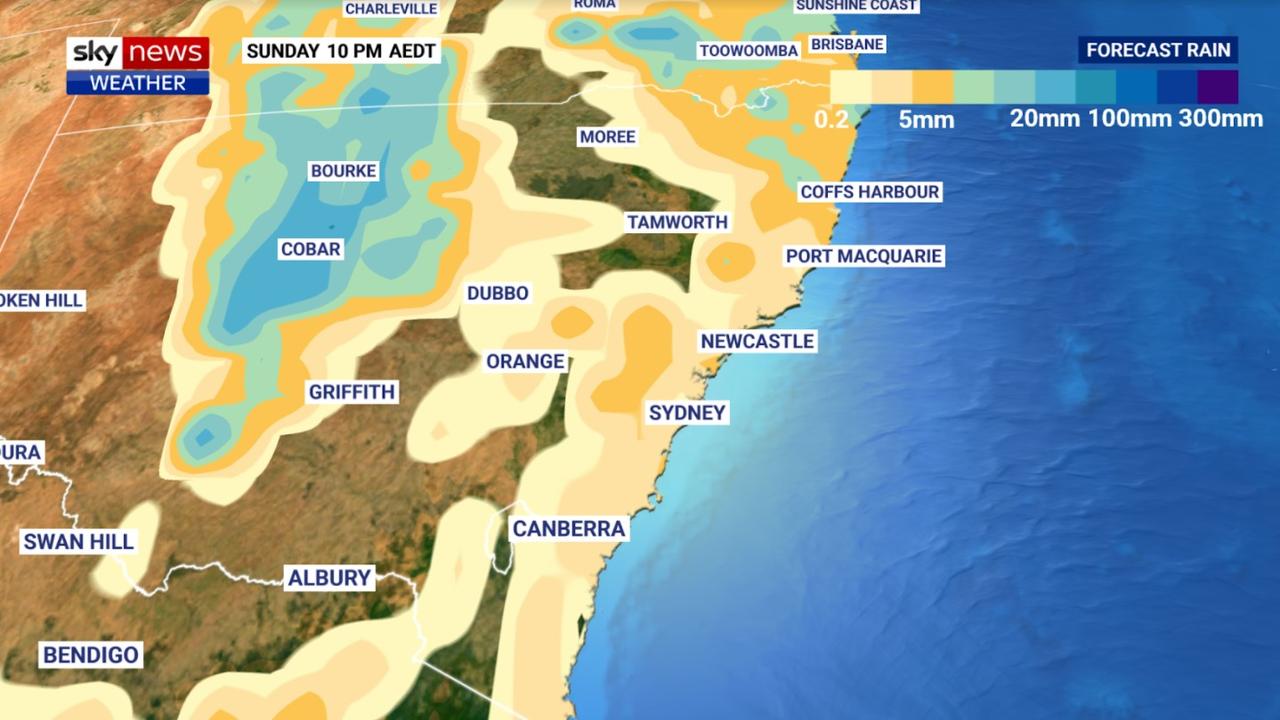 Light showers are predicted to return for NSW’s east coast this weekend. Picture: Sky News.