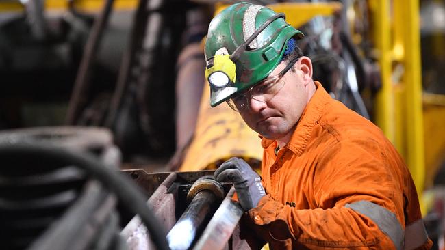 A BHP worker at the Olympic Dam mine site in Roxby Downs.