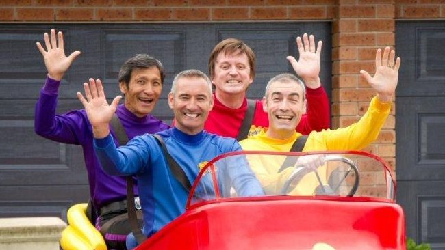 Three original Wiggles to hang up their skivvies