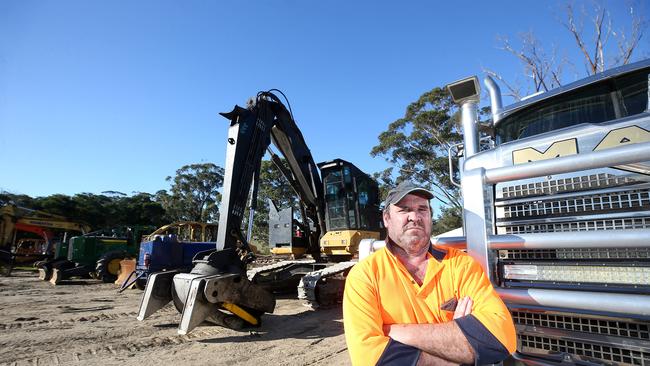 Rob Brunt, his workers and Orbost saw mills have lost access to 56,000ha of high quality sawlog coupes. Picture: Yuri Kouzmin